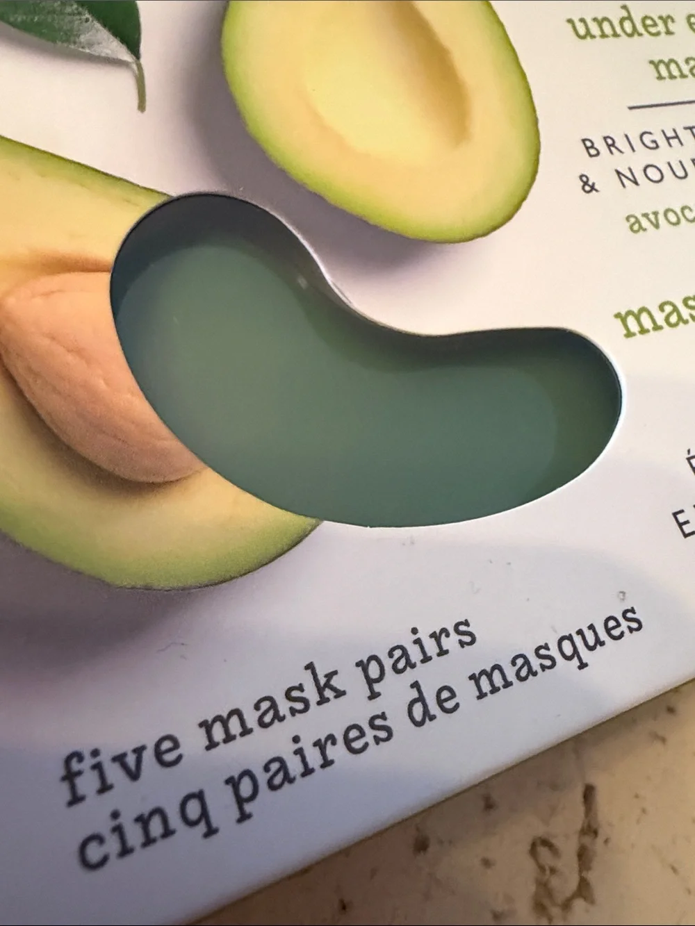 Jean Pierre Brightening Avocado & Lime Under Eye Masks — 5 Pair Green Sealed